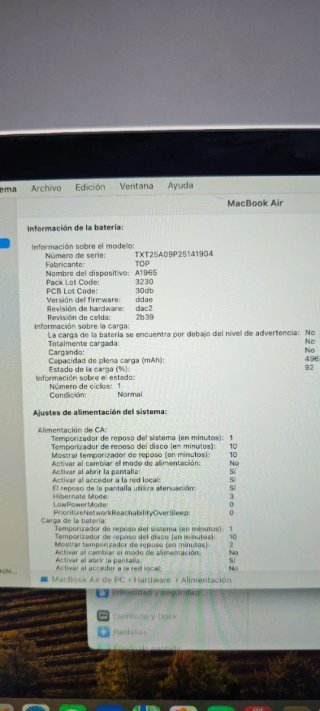 MacBook Air(9.1) 13" i5 8GB 512GB  batería nueva