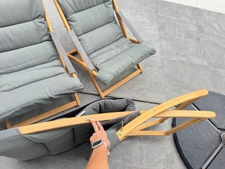 4 Sillas de piscina/terraza madera y tela