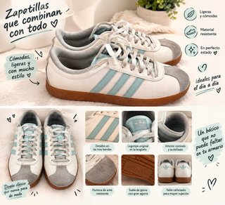 Zapatillas Adidas Zamba Blancas y Azules