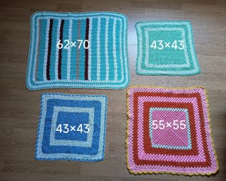 Lote 4 mantitas cuadrantes tapetes crochet vintage