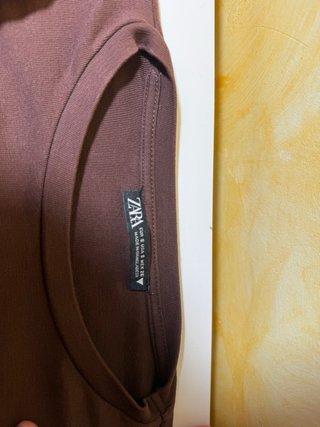 Top Zara Manga Larga Marrón Talla S