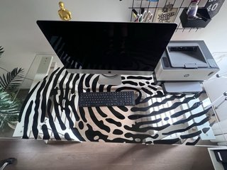 Mesa de Escritorio de Cristal con Caballetes