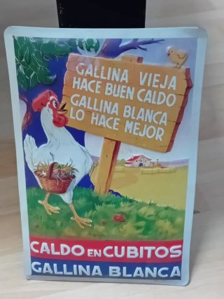 Chapa de Hojalata Gallina Blanca