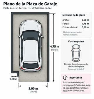 Alquiler garaje centro Motril - coche pequeño/moto