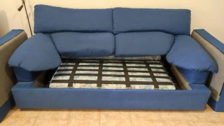 SOFÁ CAMA 3 PLAZAS AZUL – MUY CUIDADO