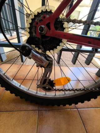 Bicicleta de Montaña Roja y Plateada