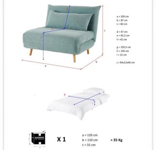 Sofá cama de tela verde