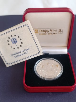Moneda Plata Gibraltar 35 ECUs / 25 Libras 1992