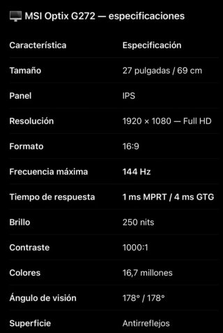 Monitor MSI 27 pulgadas