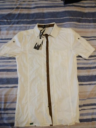 Camisa Skfk Blanca y Marrón