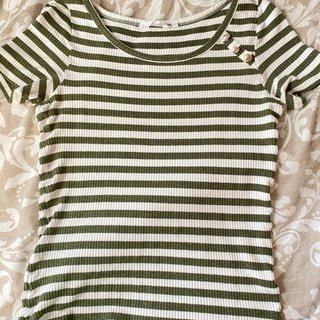 Blusa Naf Naf Rayas Verde y Blanca Talla S