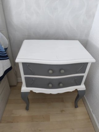 Mesitas de noche vintage blanco y gris