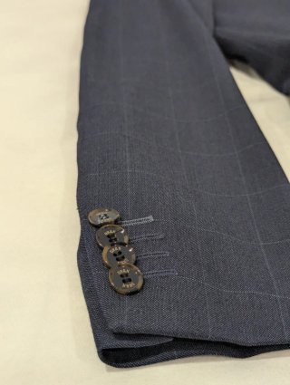 Traje con chaleco Azul cuadros Talla 46 - Un uso