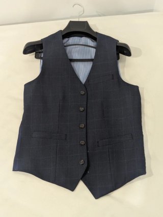Traje con chaleco Azul cuadros Talla 46 - Un uso