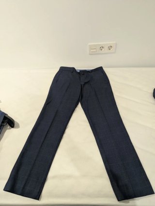 Traje con chaleco Azul cuadros Talla 46 - Un uso