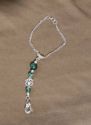 Pulsera plata con colgante flor y piedra