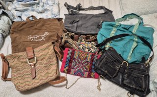 Lote 7 bolsos vintage marrones y multicolor