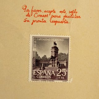 Sello España 25 Cts con mensaje