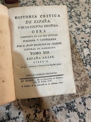 MASDEU: HISTORIA CRITICA DE ESPAÑA Y DE LA CULTURA