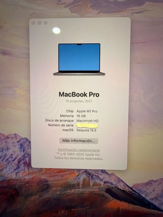 MacBook Pro, M1 Pro, 16GB RAM, 512GB (como NUEVA)