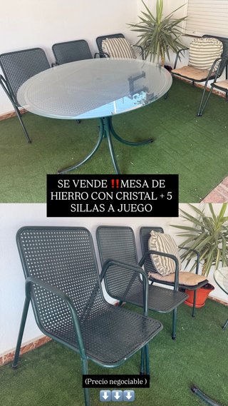 Conjunto de Mesa y 5 Sillas de Jardín