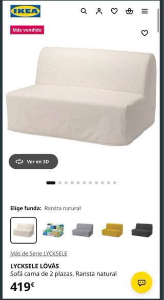 Sofá Cama Doble  (1 Uso) + Topper +Funda