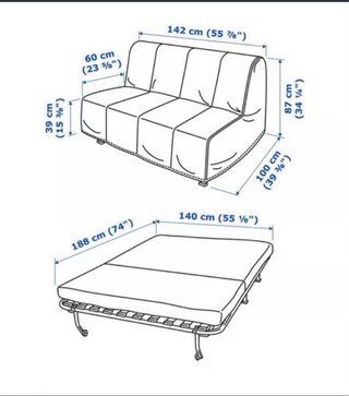 Sofá Cama Doble  (1 Uso) + Topper +Funda