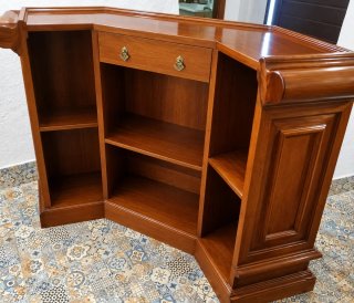 Minibar de madera maciza con cajón y estantes