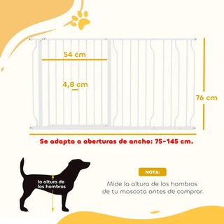 Puerta Seguridad Perros 75-145cm Extensible Blanca