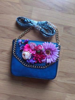 Bolso Azul con Flores para mujer