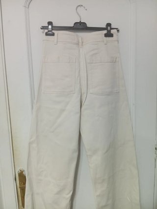 Pantalón Zara blanco roto T.38 cintura alta
