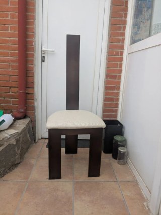 4 Sillas Madera Maciza Tapizadas Beige