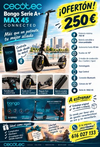 Patinete Eléctrico Cecotec Bongo Serie A+ Max 45