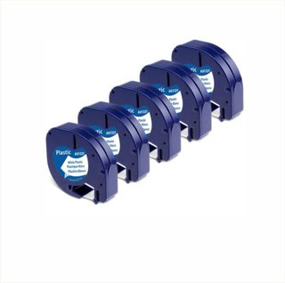 Pack 5 cintas Dymo Letratag Plástico Blanco
