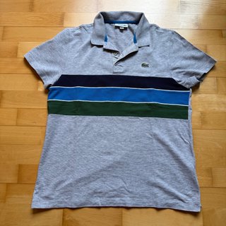 Polo Lacoste gris rayas talla L