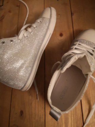 Sneakers Guess Glitter Argento e Bianco