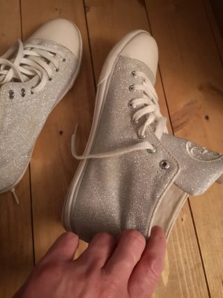 Sneakers Guess Glitter Argento e Bianco