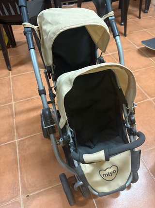 Carrito Gemelar Doble Beige Miyo