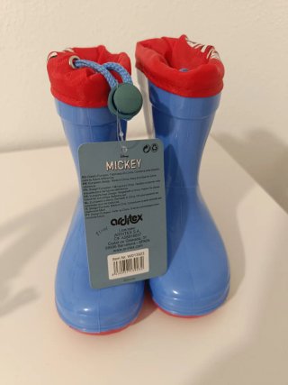 Botas de agua Mickey Mouse azules y rojas