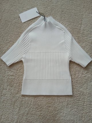 Jersey manga corta blanco de punto Zara