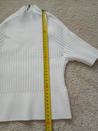 Jersey manga corta blanco de punto Zara
