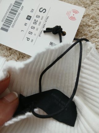 Jersey manga corta blanco de punto Zara