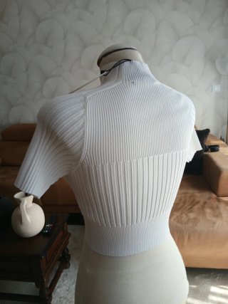 Jersey manga corta blanco de punto Zara