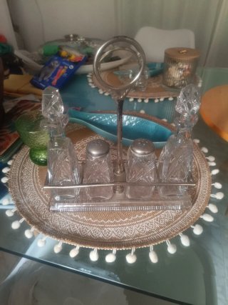 Juego Aceite y Vinagre Cristal Tallado Vintage