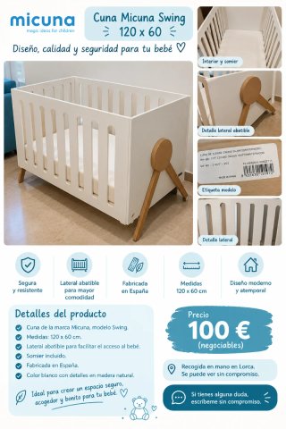 Cuna Micuna Swing 120x60 blanca