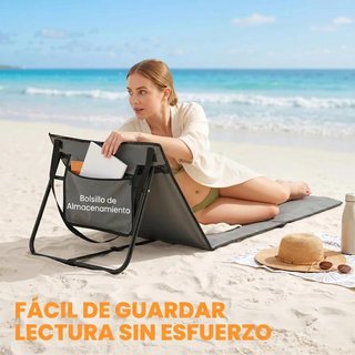 Pack 2 Esterillas Playa Plegables Reclinables Gris