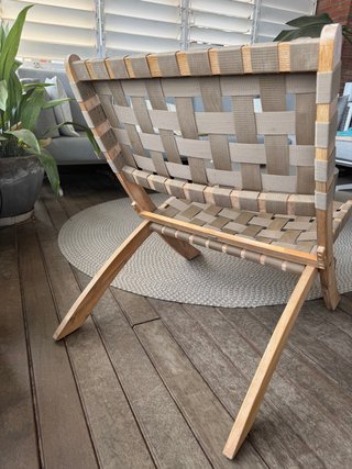 Kave Sillón plegable madera acacia y cuerda beige