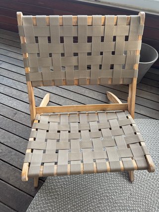 Kave Sillón plegable madera acacia y cuerda beige