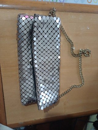 Bolso de Fiesta Metalizado Plateado