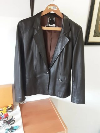 Chaqueta Americana de Piel Marrón Camisero 44